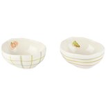 Dekoratief | Bowl m/pompoen/blaadje, wit/groen, keramiek, 12x12x6cm, set van 2 stuks | A265109