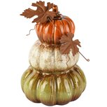 Dekoratief | Deco stapel pompoenen, orange/wit/groen, porselein, 13x13x19cm | A265861