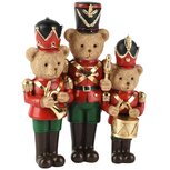 Dekoratief | Trio beren m/muziekinstrument, rood/groen, resina, 13x6x17cm | A265855