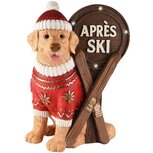 Dekoratief | Hond 'Apr?s Ski', rood/bruin, magnesium, LED, 32x24x45cm | A265843