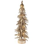 Dekoratief | Deco boompje m/glitter, goud, pvc, LED, 15x15x50cm | A265302