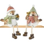 Dekoratief | Vogeltje 'Polly' m/hangbenen, resina, 7x8x9cm, set van 2 stuks | A265297