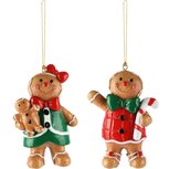 Dekoratief | Hanger cookie m/zuurstok, rood/groen, resina, 6x3x9cm, set van 2 stuks | A265290