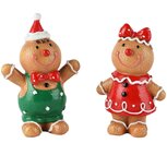 Dekoratief | Cookie m/strikje, rood/groen, resina, 9x5x13cm, set van 2 stuks | A265289