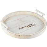 Dekoratief | Dienblad rond 'Good To Be Home', wit, hout, 35x35x7cm | A265804