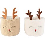 Dekoratief | Zakje 'Teddy Deer', wit/bruin, stof, 15x15x22cm, set van 2 stuks | A265283