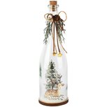 Dekoratief | Globe fles m/rendiertje 'X-mas', transparant, glas, 9x9x31cm | A265279