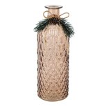 Dekoratief | Deco vaas m/dennentakje, bruin, glas, 7x7x21cm | A265277
