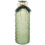 Dekoratief | Deco vaas m/dennentakje, groen, glas, 8x8x26cm | A265276