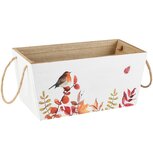 Dekoratief | Bakje m/handvaten 'Autumn Birds', naturel, hout, 25x11x11cm | A265274