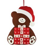 Dekoratief | Hangdeco kalender beer, rood/bruin, stof, 65x49x1cm | A265268