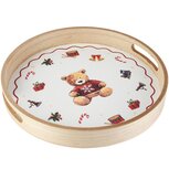 Dekoratief | Dienblad rond 'Winter Bear', naturel, hout, 30x30x4cm | A265267