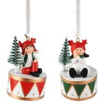Dekoratief | Springveer winterkindje, rood/wit, metaal, 5x5x7cm, set van 2 stuks | A265252
