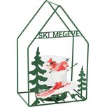 Dekoratief | Theelichthouder 'Ski Megeve', metaal, 13x8x20cm | A265248