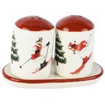 Dekoratief | Duo peper/zout 'Ski Season', wit/rood, keramiek, 11x6x8cm | A265242