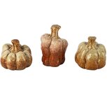 Dekoratief | Deco pompoen, bruin, keramiek, 6x5x8cm, set van 3 stuks | A265238