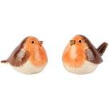 Dekoratief | Vogeltje 'Boris', oranje/bruin, keramiek, 7x5x5cm, set van 2 stuks | A265236