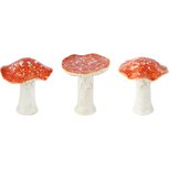 Dekoratief | Paddenstoel m/stippen, oranje, keramiek, 10x10x11cm, set van 3 stuks | A265234