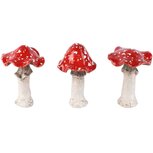Dekoratief | Paddenstoel m/stippen, wit/rood, keramiek, 7x7x11cm, set van 3 stuks | A265231
