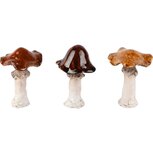 Dekoratief | Paddenstoeltje, wit/bruin, keramiek, 7x7x11cm, set van 3 stuks | A265227