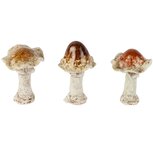 Dekoratief | Paddenstoeltje, wit/bruin, keramiek, 5x5x9cm, set van 3 stuks | A265226