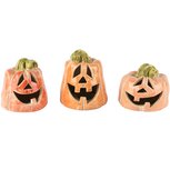 Dekoratief | Deco halloweenpompoentje, keramiek, LED, 10x10x11cm, set van 3 stuks | A265224
