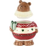 Dekoratief | Bewaarpot beer, wit/bruin, keramiek, 14x12x17cm | A265358