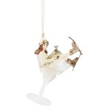 Dekoratief | Hanger skimeisje in glas, cr?me/goud, resina, 9x7x13cm | A265738
