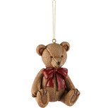 Dekoratief | Hanger beertje m/strik, bruin/rood, resina, 6x6x8cm | A265356