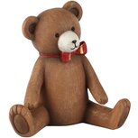 Dekoratief | Beertje zittend m/strik, bruin/rood, resina, 14x9x14cm | A265353