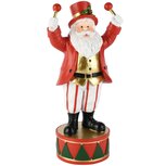 Dekoratief | Santa m/stokjes op sokkel, rood/wit/groen, resina, 13x9x26cm | A265342