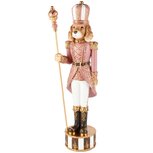 Dekoratief | Deco hond staand op sokkel, roze/wit/goud, resina, 12x9x41cm | A265722