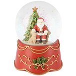 Dekoratief | Waterbol muziekdoos m/santa in zetel, resina/glas, 10x10x15cm | A265721