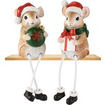 Dekoratief | Kerstmuisjes m/hangbenen, resina, 6x7x18cm, set van 2 stuks | A265338