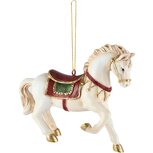 Dekoratief | Hanger paardje, wit/rood, resina, 11x3x9cm | A265324