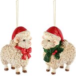Dekoratief | Hanger schaapje, wit/rood/groen, resina, 5x7x9cm, set van 2 stuks | A265321