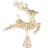 Dekoratief | Kerstboompiek rendier, goud, LED, 25x6x29cm | A265318