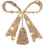 Dekoratief | Kerstboompiek strik, goud, pvc, LED, 22x5x26cm | A265311