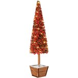 Dekoratief | Deco boom m/bessen op voet, rood, pvc, LED, 17x17x75cm | A265307