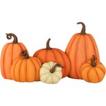 Dekoratief | Deco pompoenen, oranje/wit, resina, 31x9x18cm | A265691