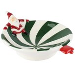 Dekoratief | Schaaltje m/santa, wit/groen/rood, keramiek, 19x14x6cm | A265362