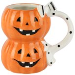 Dekoratief | Mok halloweenpompoenen, oranje, keramiek, 13x9x12cm | A265370