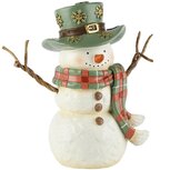 Dekoratief | Sneeuwman m/hoed, wit/groen/rood, resina, 16x11x21cm | A265411