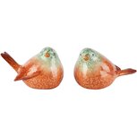 Dekoratief | Vogel 'Filip', bruin/groen, keramiek, 16x9x9cm, set van 2 stuks | A265416
