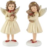 Dekoratief | Engel staand m/beertje, beige, resina, 9x7x18cm, set van 2 stuks | A265419