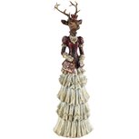 Dekoratief | Hert dame m/handtas, bordeau/brons, resina, 13x11x41cm | A265422