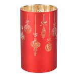 Dekoratief | Deco Waxinelichthouder 'Christmas Onaments', rood, glas, roterend, LED, 9x9x15cm | A265653