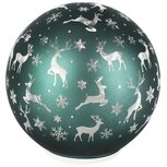 Dekoratief | Deco bol 'Frosty Reindeer', groen, glas, roterend, LED, 15x15x15cm | A265651