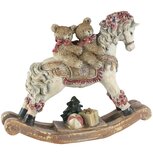 Dekoratief | Schommelpaard m/beertjes, wit/bruin, resina, 26x7x21cm | A265427