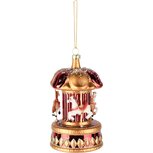Dekoratief | Hanger carrousel, rood/goud/wit, glas/resina, 7x7x12cm | A265646